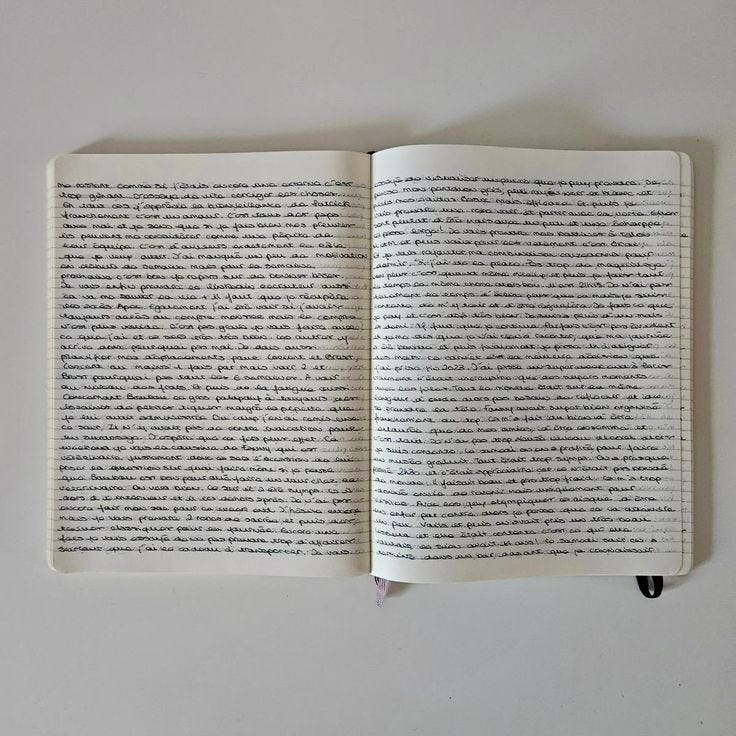 This may contain: an open book sitting on top of a white table next to a black and white pen This may contain: an open book sitting on top of a white table next to a black and white pen