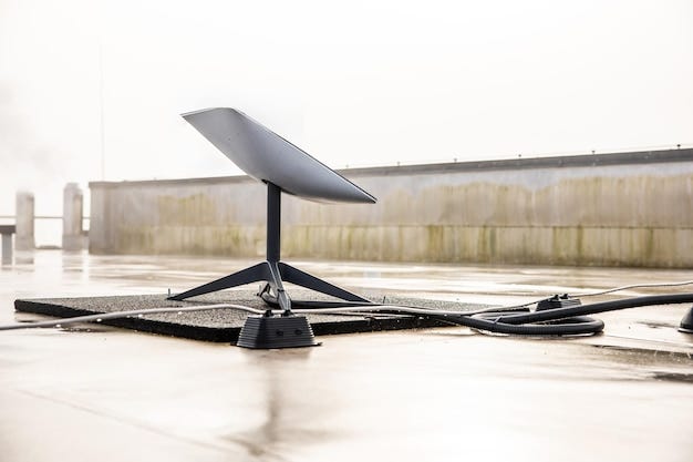 Starlink satellite dish on urban rooftop with clear sky background |  Premium Photo