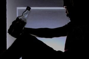 Dad at night drinking alone