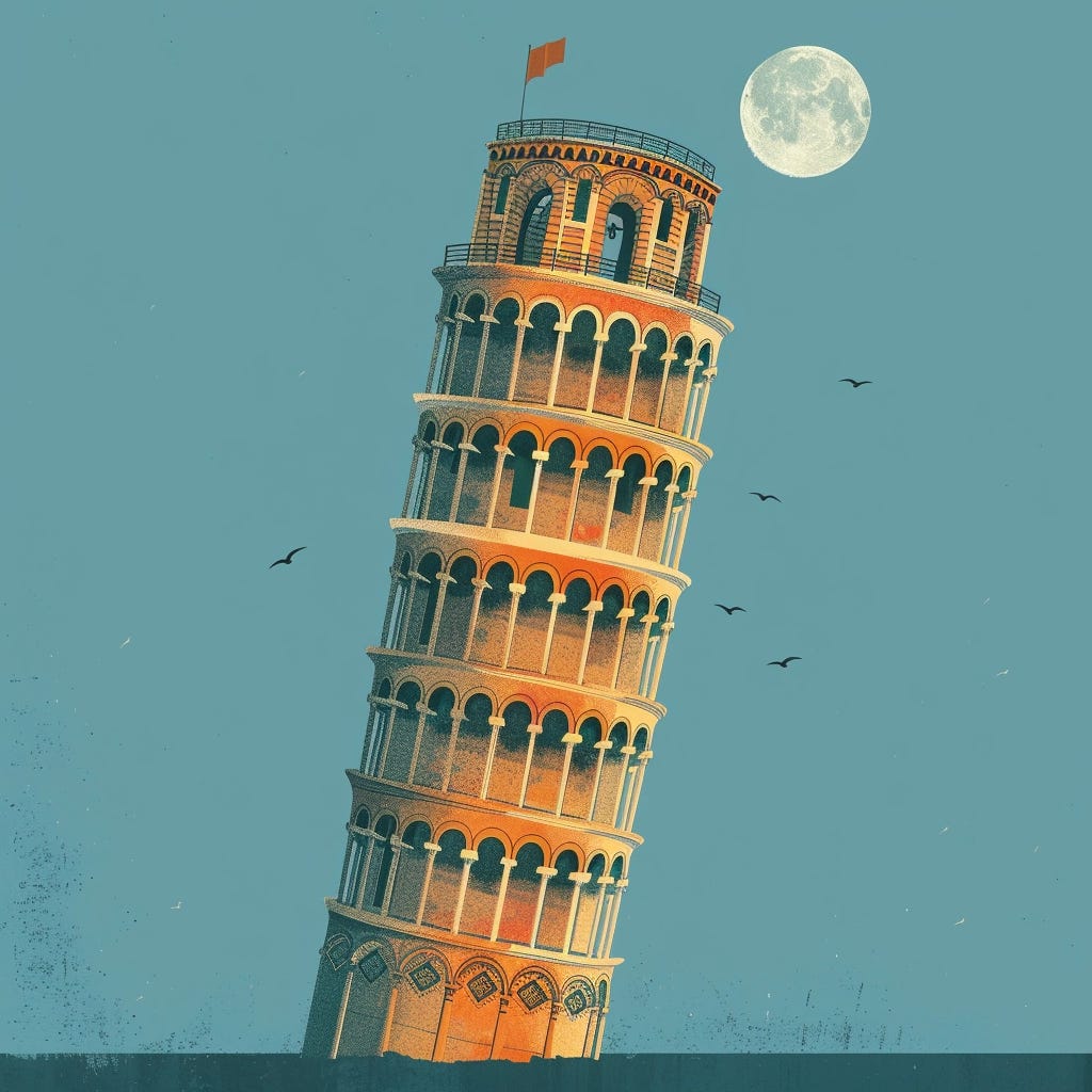 Illustration of the learning tower of Pisa