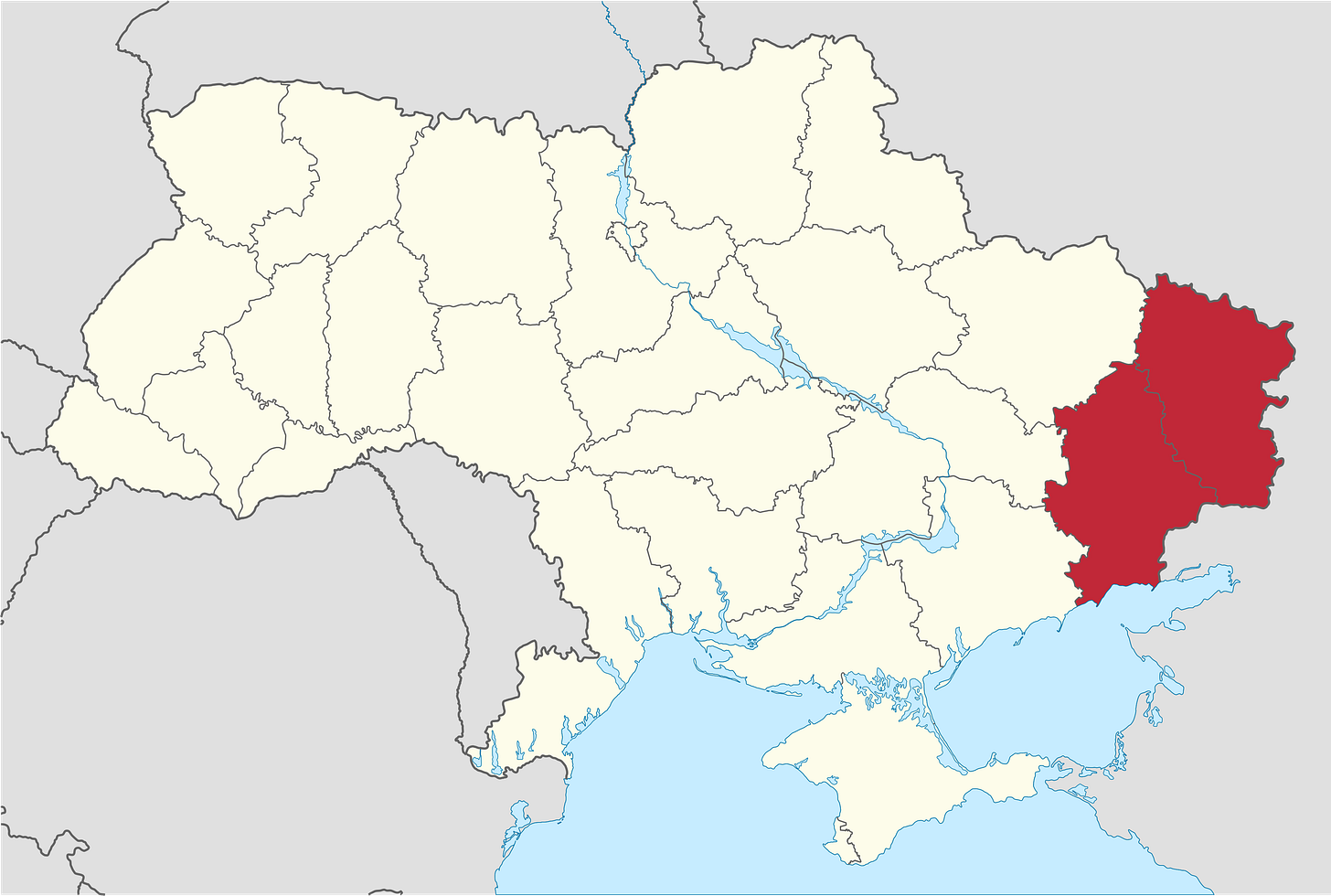Image: Full-scale invasion of Ukraine by Russia starting on 24 February 2022 , part of Russo-Ukrainian War Wikimedia Commons user Viewsridge / CC BY-SA 4.0 https://commons.wikimedia.org/wiki/File:2022_Russian_invasion_of_Ukraine.svg. 