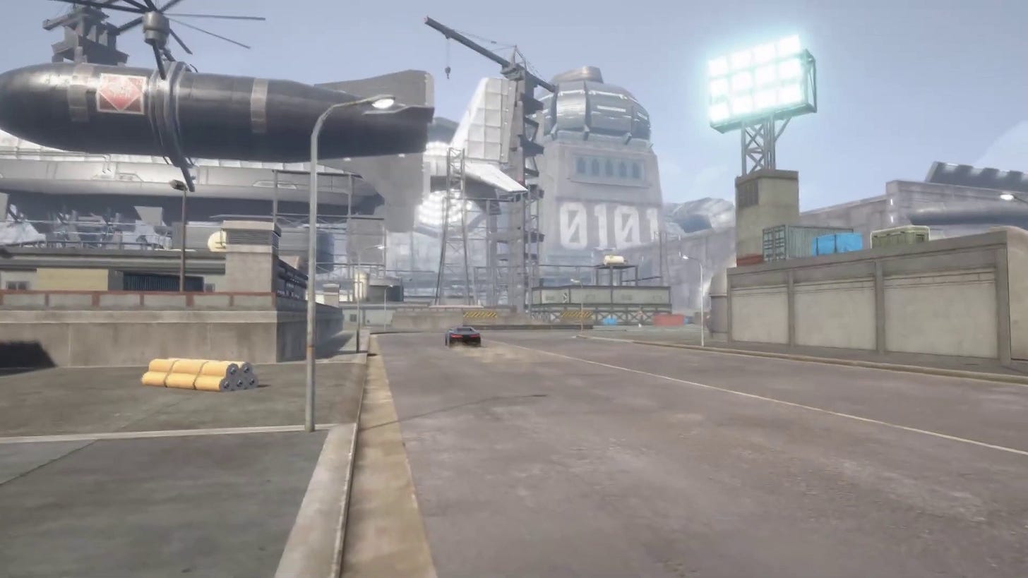 Official Screenshot of Final Fantasy VII The First Soldier's outskirts of Midgar's sector 1 plate.