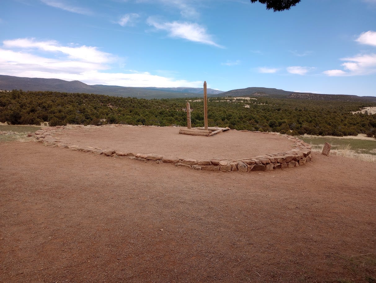Round circle in ground with ladder entrance