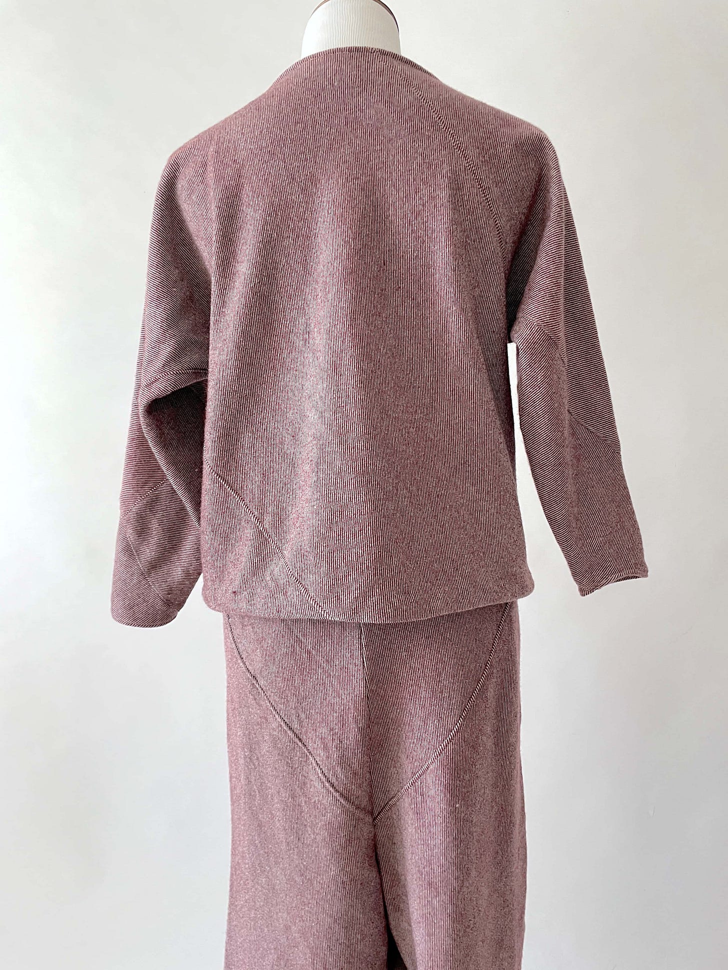 Back view of 7-Square wrap top in Lani’s Lana wool twill