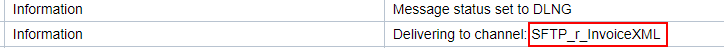 invoice main payload receiver adapter executed and showing in the message log.