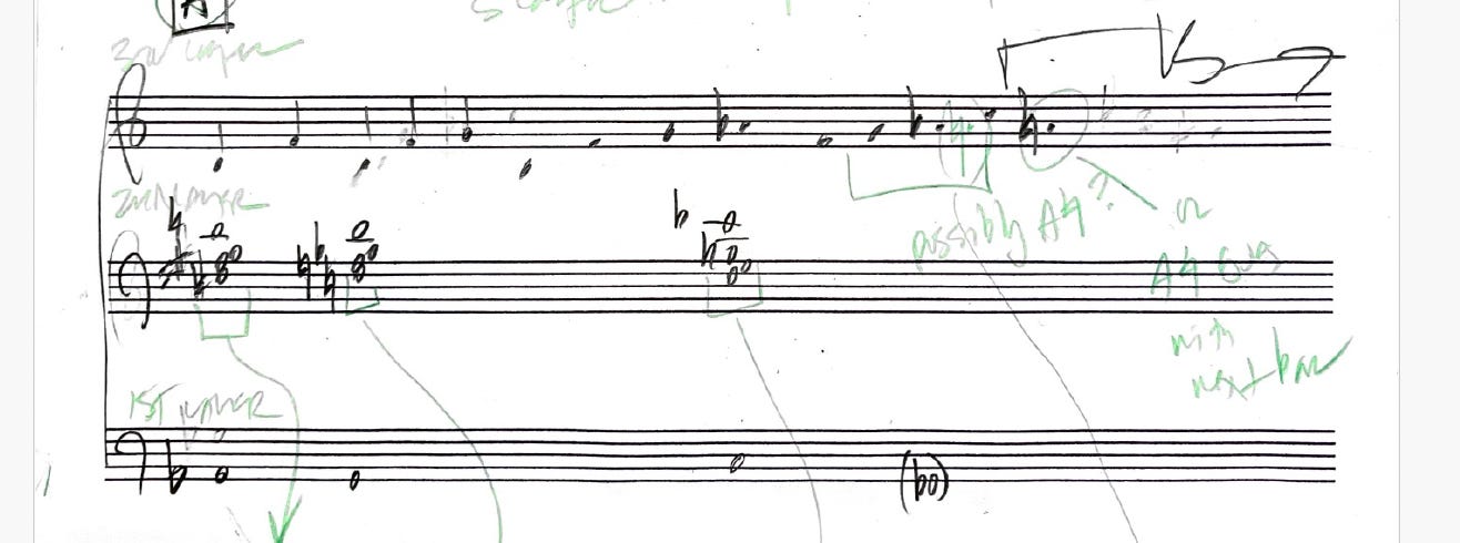 A sheet of music with hand written notes

AI-generated content may be incorrect.