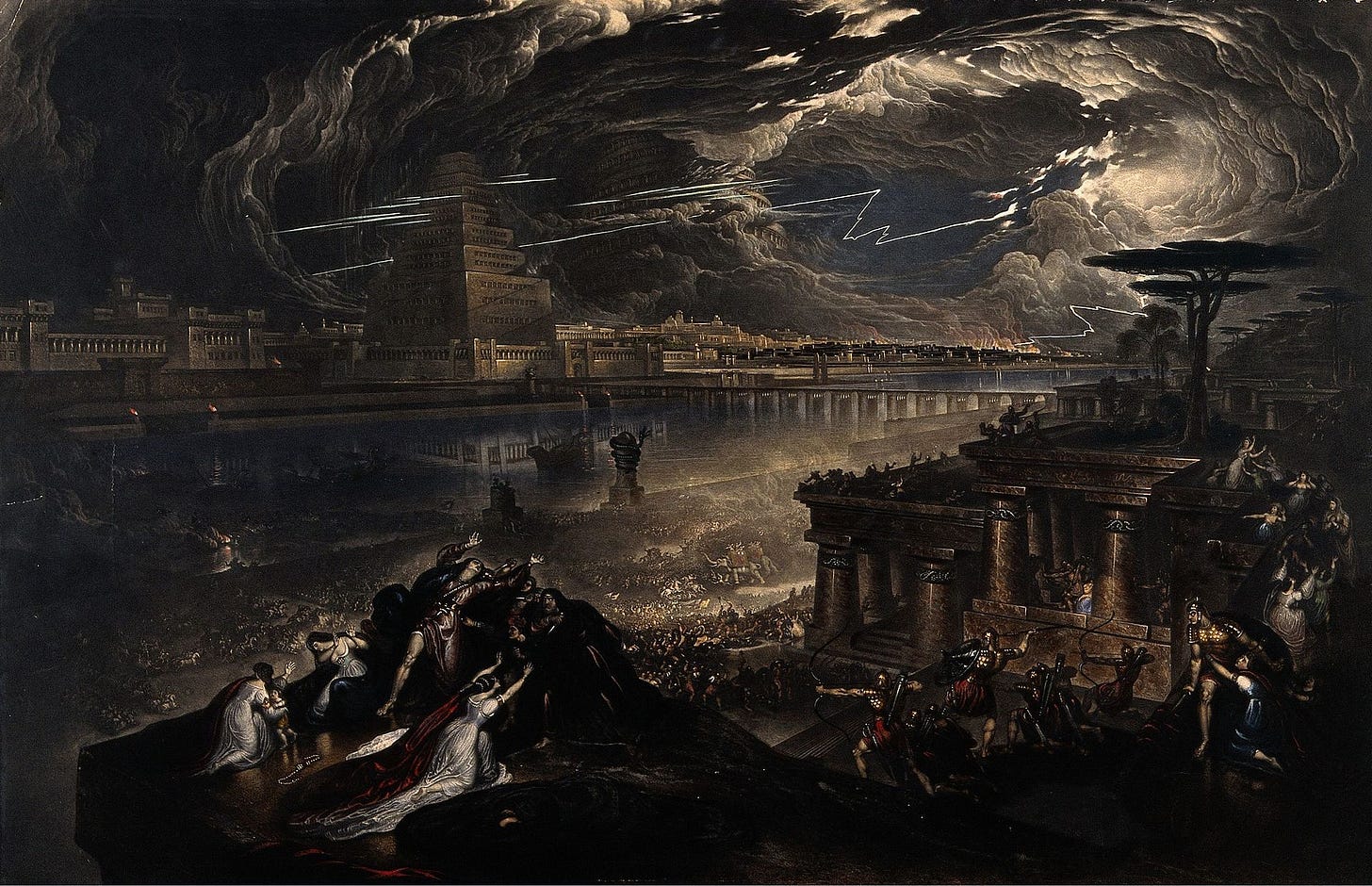 Just discovered John Martin's paintings, and thought they are very 40k.  This one is "The Fall of Babylon". : r/Warhammer40k