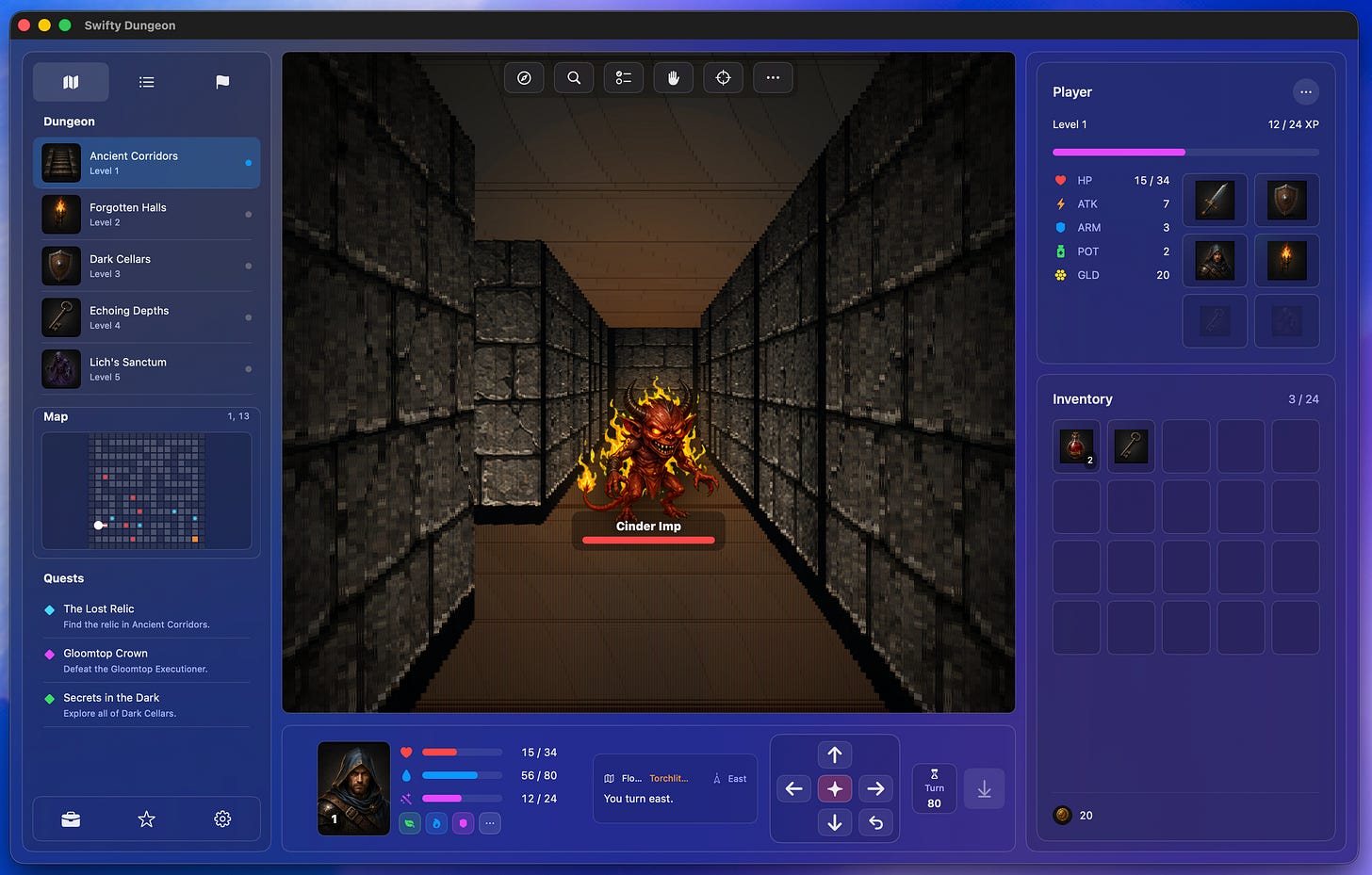 Swifty Dungeon app screenshot