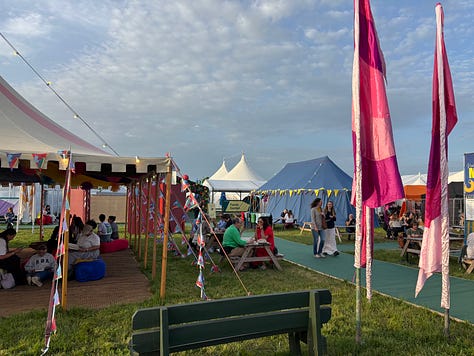 Images of authors and audience from Hay Festival