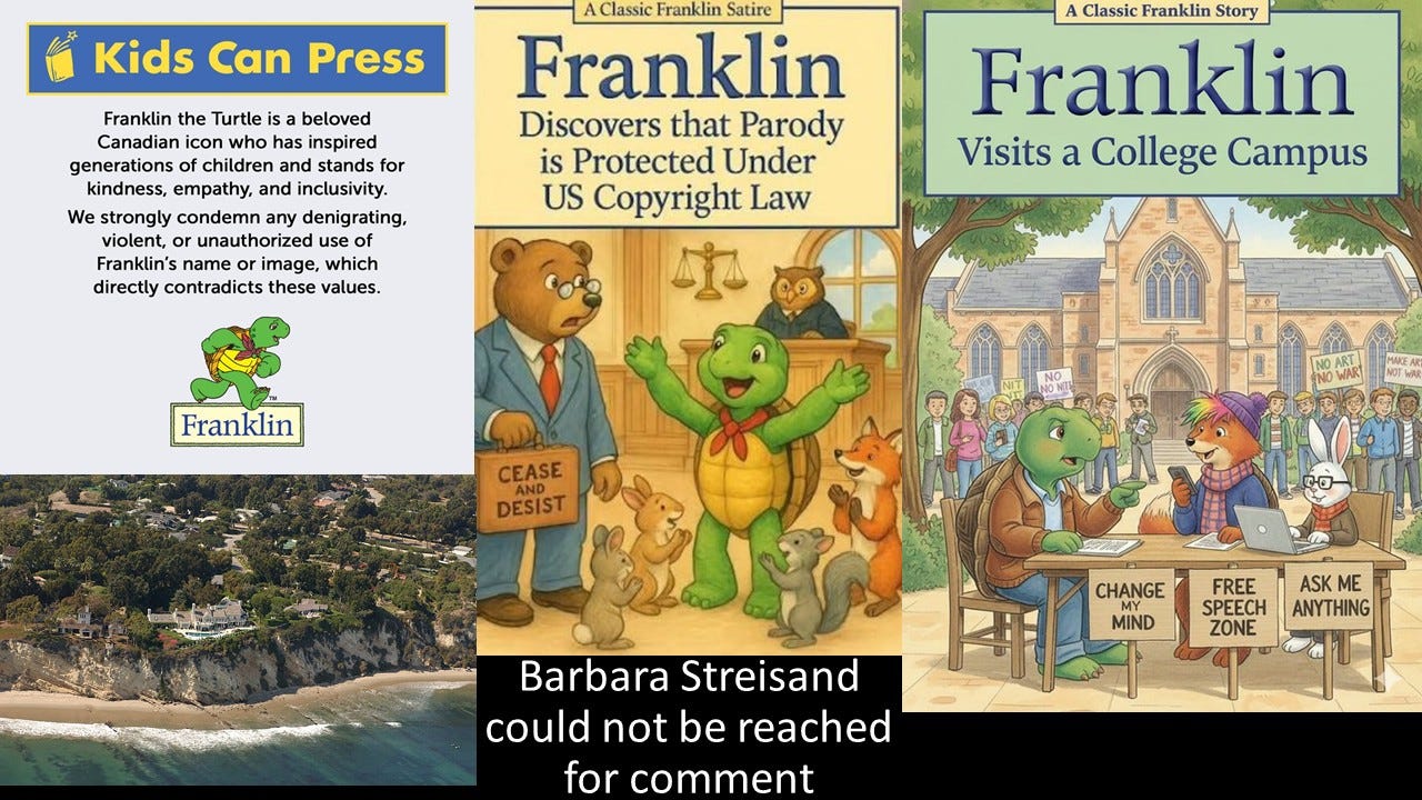 Franklin the Turtle discovers the Streisand Effect