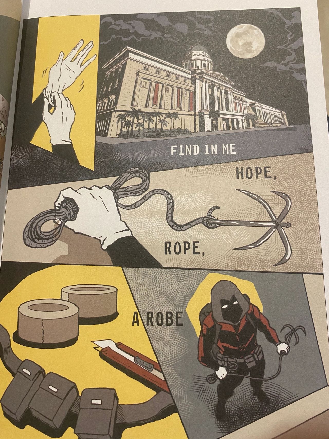 Scene from “Up in the Air”, poem by Felix Cheong with story and art by Aio Ding — depicting the National Gallery Singapore. From Only Connect: An Anthology of Poetry, Painting, and Comics (2025). Scene from “Up in the Air”, poem by Felix Cheong with story and art by Aio Ding — depicting the National Gallery Singapore. From Only Connect: An Anthology of Poetry, Painting, and Comics (2025).