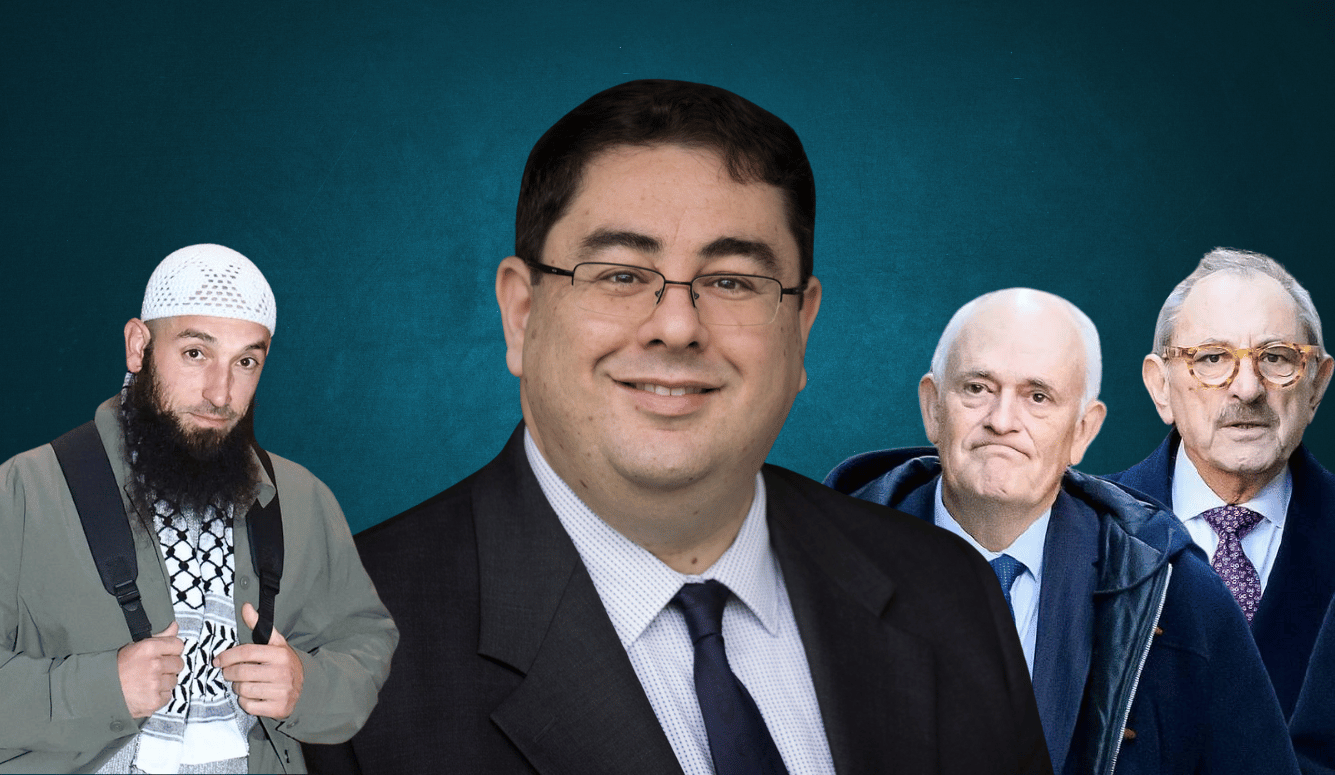 Portraits of Wissam Haddad, Dr Andre Oboler, Peter Wertheim, and Robert Goot against a blue background. Portraits of Wissam Haddad, Dr Andre Oboler, Peter Wertheim, and Robert Goot against a blue background.