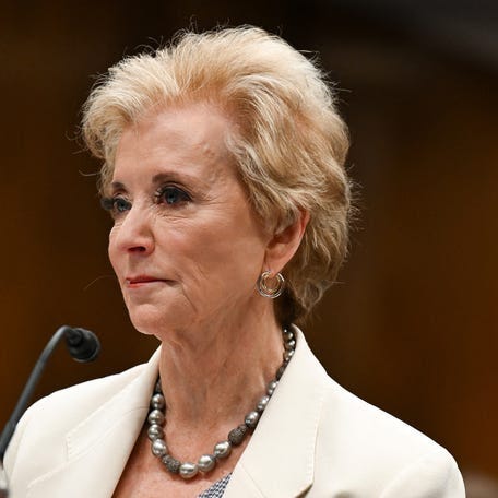 Secretary of Education Linda McMahon testifies before a Senate appropriations hearing on President Donald Trump's budget request for the Department of Education on June 3, 2025.
