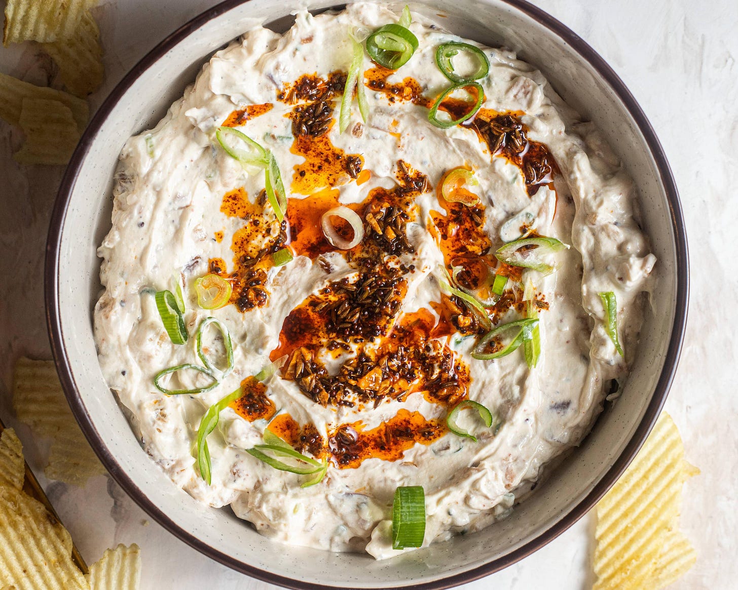 Sour Cream Dip with Spicy Tadka