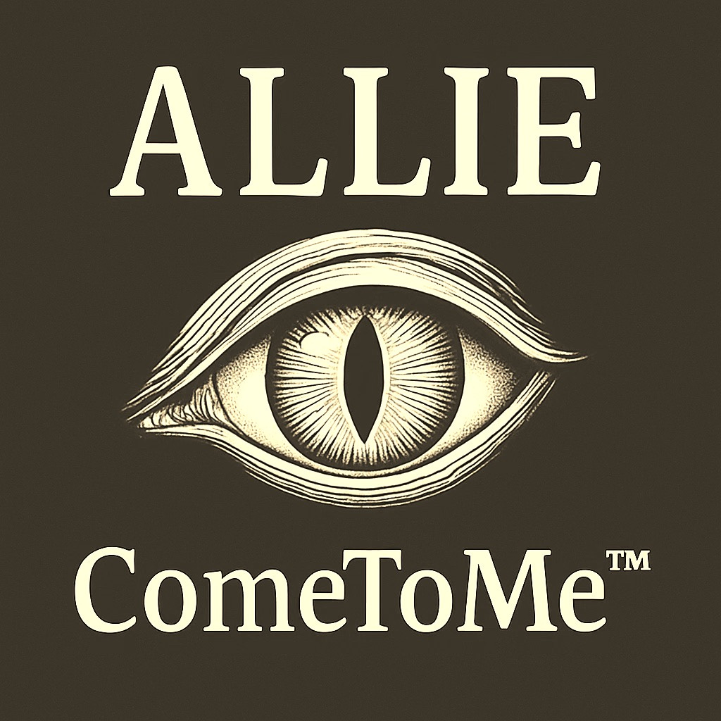 An unblinking eye in the spotlight — symbol of seeing through the show.