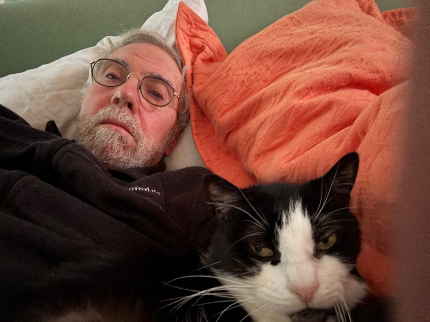 A person lying in bed with a cat

AI-generated content may be incorrect.