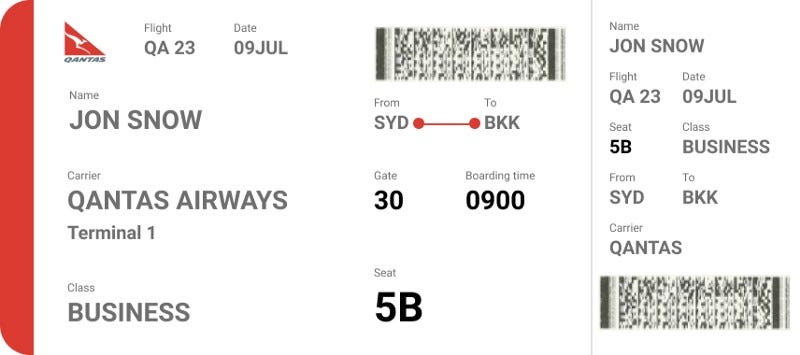 Boarding pass redesign. Boarding pass redesign.