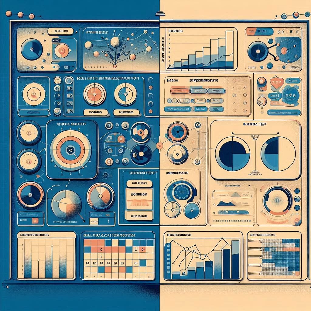 Comparison between traditional A/B testing interface and advanced experimental design dashboard showing multi-armed bandits and factorial designs