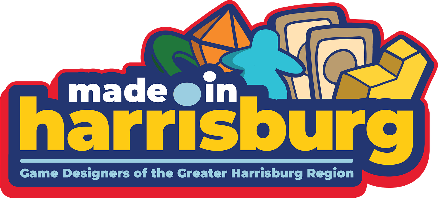 made in Harrisburg Game Designers of the Greater Harrisburg Region logo made in Harrisburg Game Designers of the Greater Harrisburg Region logo