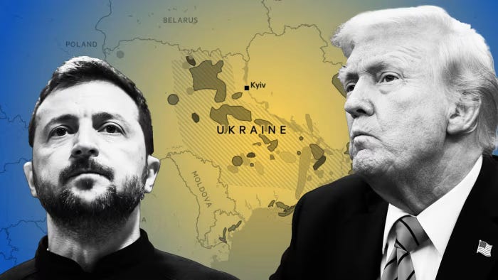 Un montaje del FT de Volodymyr Zelenskyy y Donald Trump