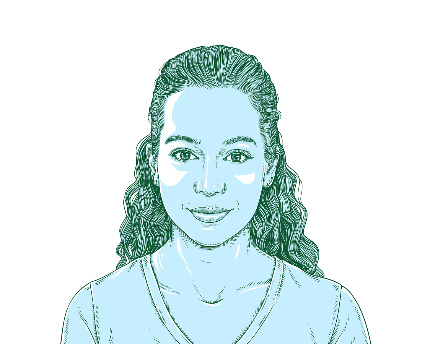 Erin McAuley, Senior Bioinformatics Scientist, in a line-drawn portait