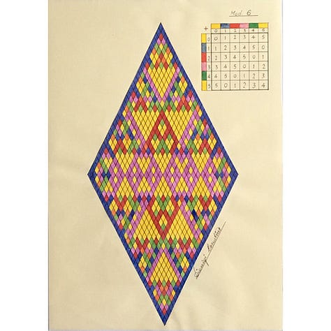 drawings based on Pascal's Triangle by Nino Cosentino