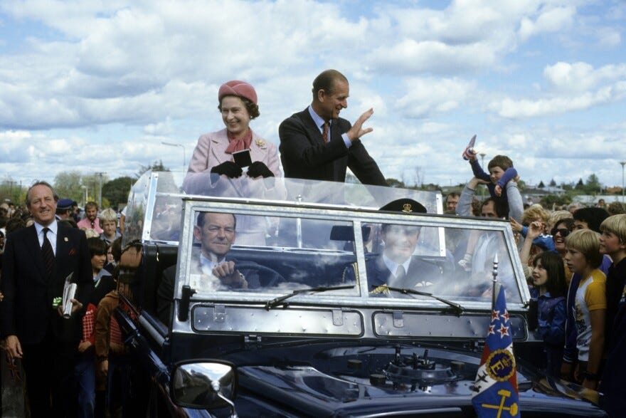 Queen Elizabeth ll and Prince Philip wave to well-wishers in October 1981 in Wellington, New Zealand. It was on that trip that the apparent assassination attempt occurred.