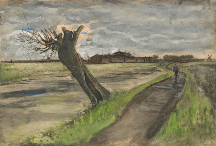 'Knotwilg' juli 1882 - potlood, inkt, waterverf, krijt, op papier: Vincent van Gogh (herkomst: coll. Van Gogh Museum, Amsterdam (Van Gogh Museum, aankoop met steun van de BankGiro Loterij, de Vincent van Gogh Stichting, de Vereniging Rembrandt en haar Themafonds Prenten en Tekeningen, het Mondriaan Fonds en het VSBfonds) 'Knotwilg' juli 1882 - potlood, inkt, waterverf, krijt, op papier: Vincent van Gogh (herkomst: coll. Van Gogh Museum, Amsterdam (Van Gogh Museum, aankoop met steun van de BankGiro Loterij, de Vincent van Gogh Stichting, de Vereniging Rembrandt en haar Themafonds Prenten en Tekeningen, het Mondriaan Fonds en het VSBfonds)