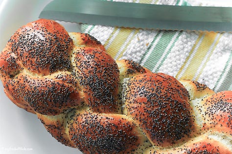 Three photos of vegan zopf