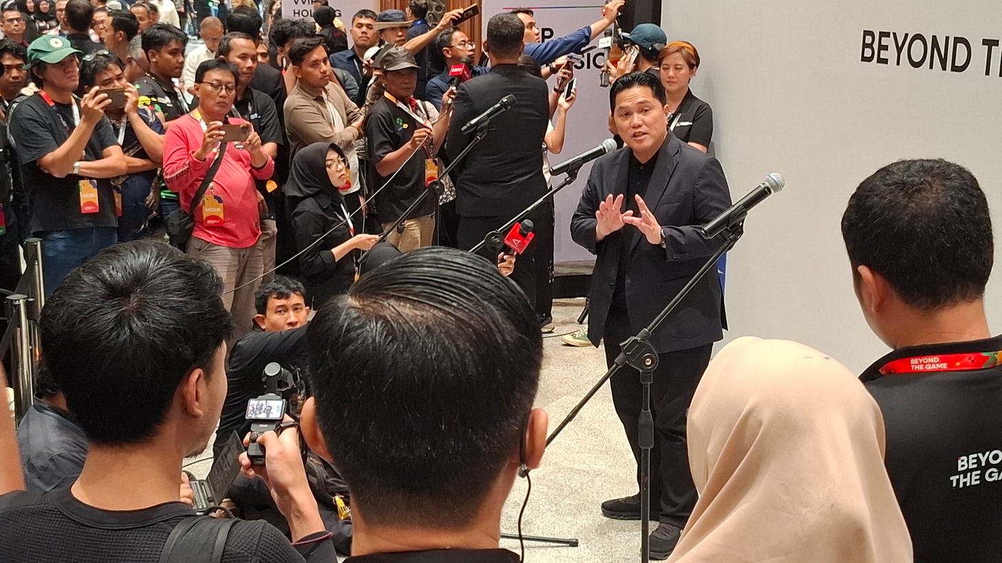 Indonesian Youth and Sports Minister Erick Thohir speaks to the media about Indonesia’s readiness to host the FIFA ASEAN Cup Indonesian Youth and Sports Minister Erick Thohir speaks to the media about Indonesia’s readiness to host the FIFA ASEAN Cup