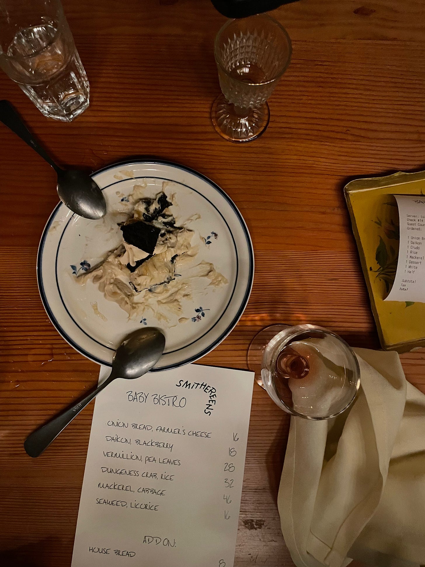 The aftermath of the nori-licorice mille-feuille