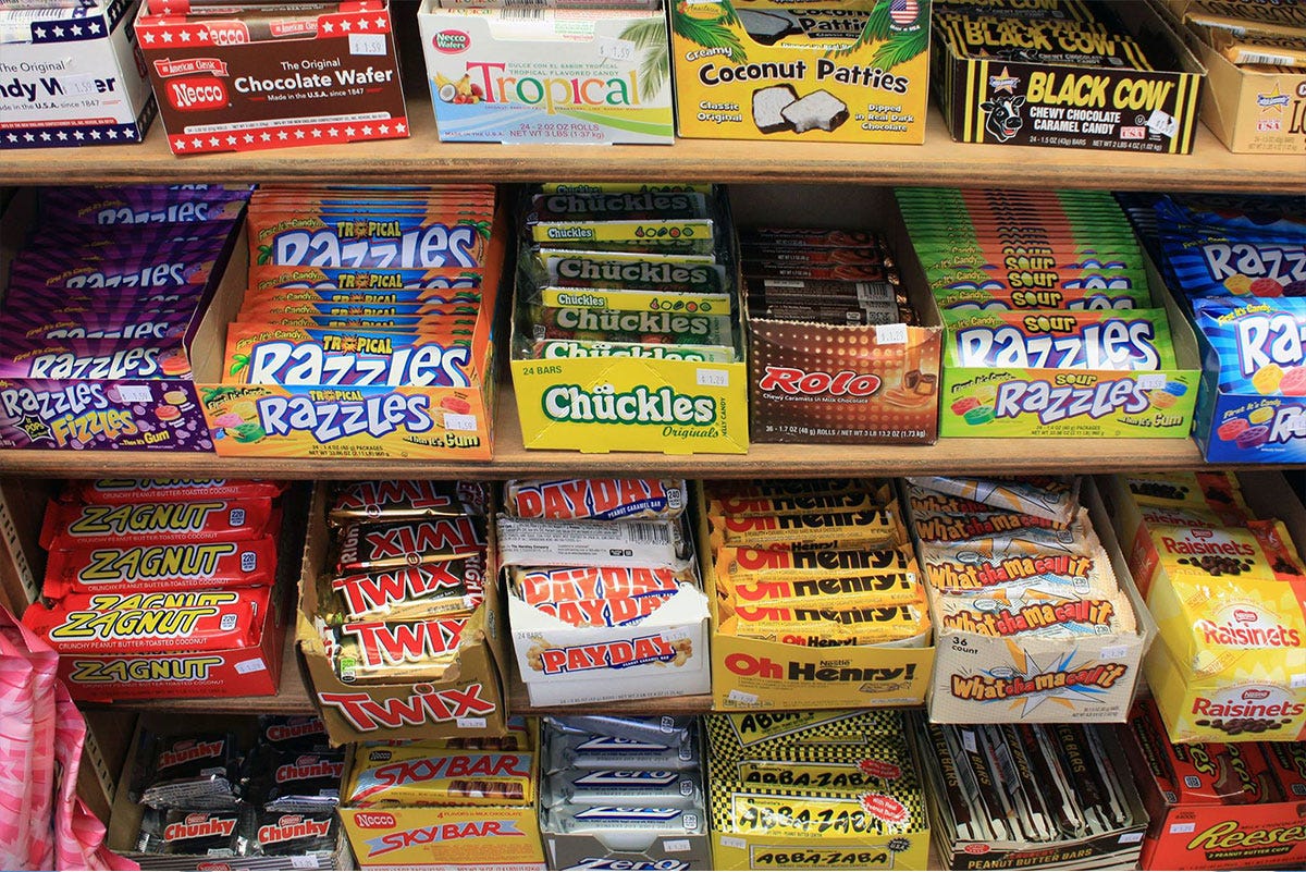 nostalgic candy bars at Calef's