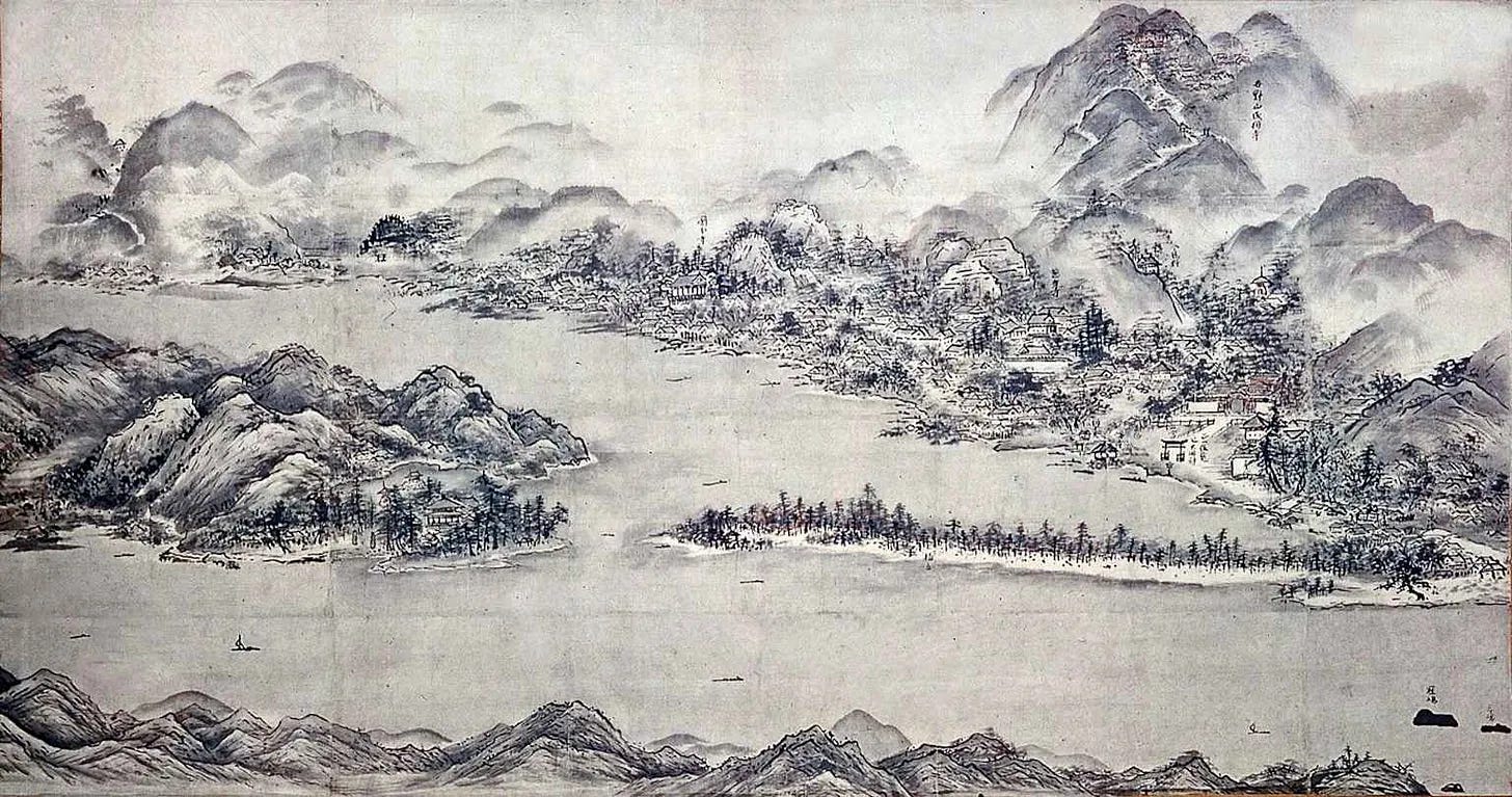 Sesshū Tōyō — View of Amanohashidate, detail (c. 1500)