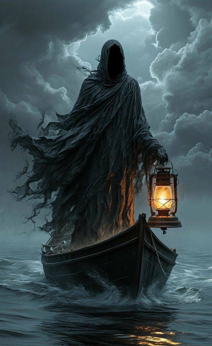 This may contain: a man standing on top of a boat in the ocean holding a lantern with fire coming out of it This may contain: a man standing on top of a boat in the ocean holding a lantern with fire coming out of it