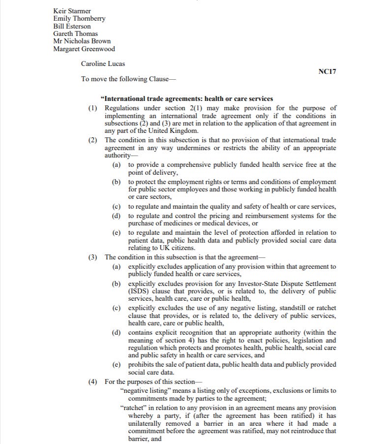 New Clause 17 NHS Brexit Trade Deal New Clause 17 NHS Brexit Trade Deal
