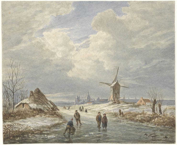 'Wintergezicht' - aquarel: Matthijs Maris (herkomst: coll. Rijksmuseum Amsterdam)