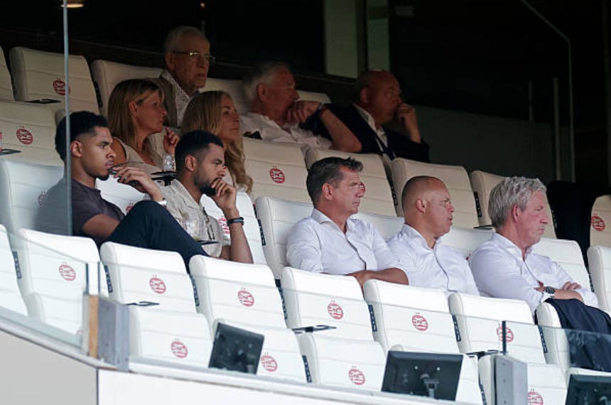 EINDHOVEN, NETHERLANDS - JULY 25: Former player Cody Gakpo, Earnest Stewart of PSV, Marcel Brands of PSV on the stands during the Club Friendly match between PSV v Villarreal at the Philips Stadium on July 25, 2026 in Eindhoven Netherlands (Photo by Marcel Bonte/Soccrates/Getty Images) EINDHOVEN, NETHERLANDS - JULY 25: Former player Cody Gakpo, Earnest Stewart of PSV, Marcel Brands of PSV on the stands during the Club Friendly match between PSV v Villarreal at the Philips Stadium on July 25, 2026 in Eindhoven Netherlands (Photo by Marcel Bonte/Soccrates/Getty Images)