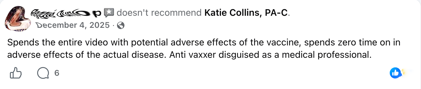 Katie Collins is best described as an anti-vaccine influencer disguised as a medical professional.