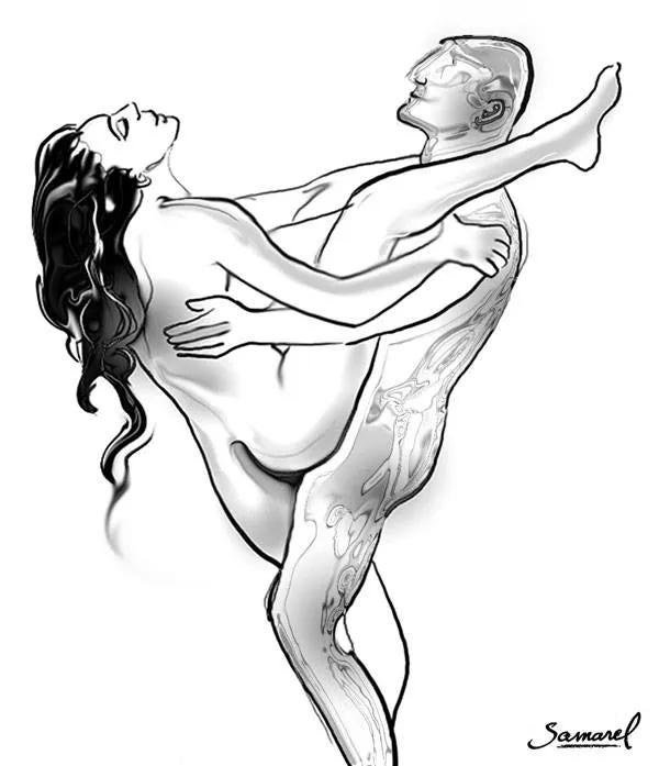 A couple in a standing sex position sketch by Samarel