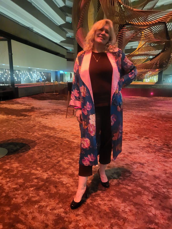 I'm in a vintage silk dressing gown and paper dolls are from Arabella Grayson's collection.