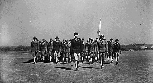 Women'sArmyAuxiliaryCorps(WAAC)CaptainCharityAdamsofColumbia,NCDrillingHerCompanyattheFirstWAACTrain Women'sArmyAuxiliaryCorps(WAAC)CaptainCharityAdamsofColumbia,NCDrillingHerCompanyattheFirstWAACTrain