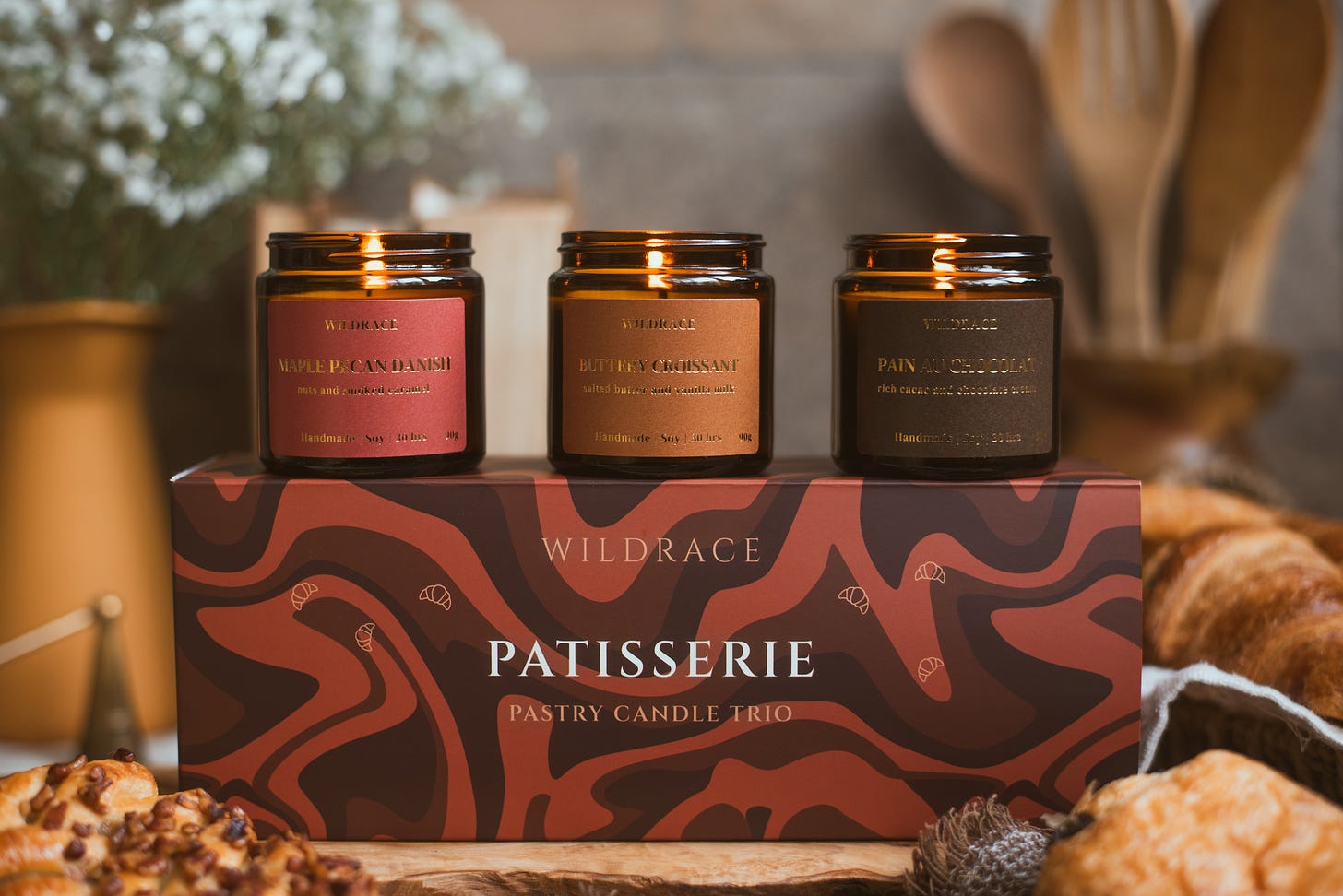 patisserie croissant candle gift set