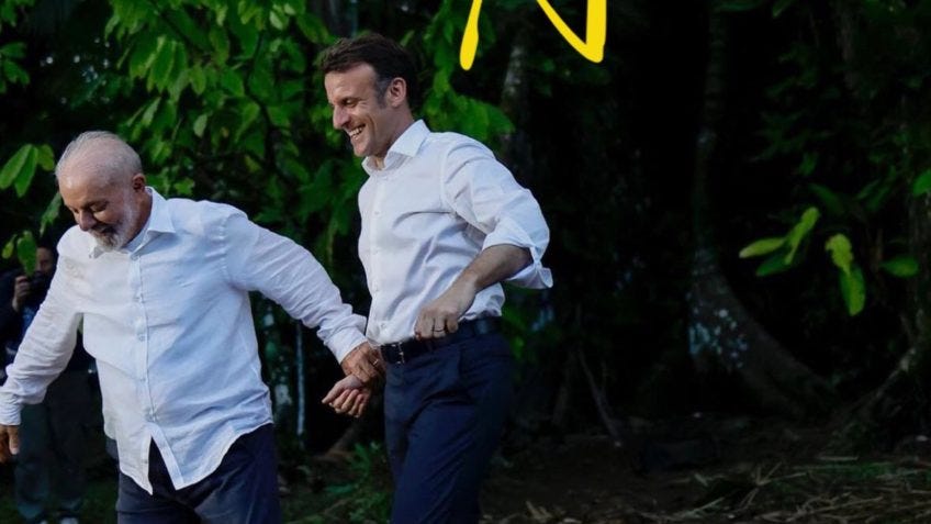 Fotos de Lula e Macron viram memes nas redes sociais Fotos de Lula e Macron viram memes nas redes sociais