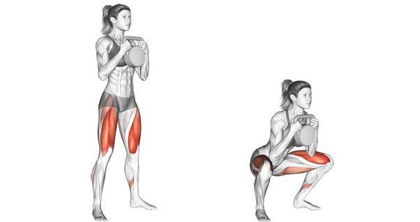 Sentadilla con kettlebell agarre goblet