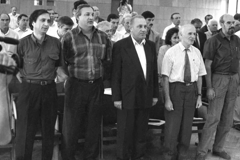 Sergey Bagapsh with deputies of the “golden” Parliament of Abkhazia.