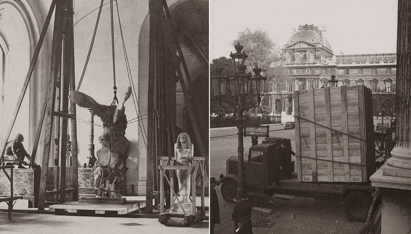 The evacuation of the Victory of Samothrace. 1939