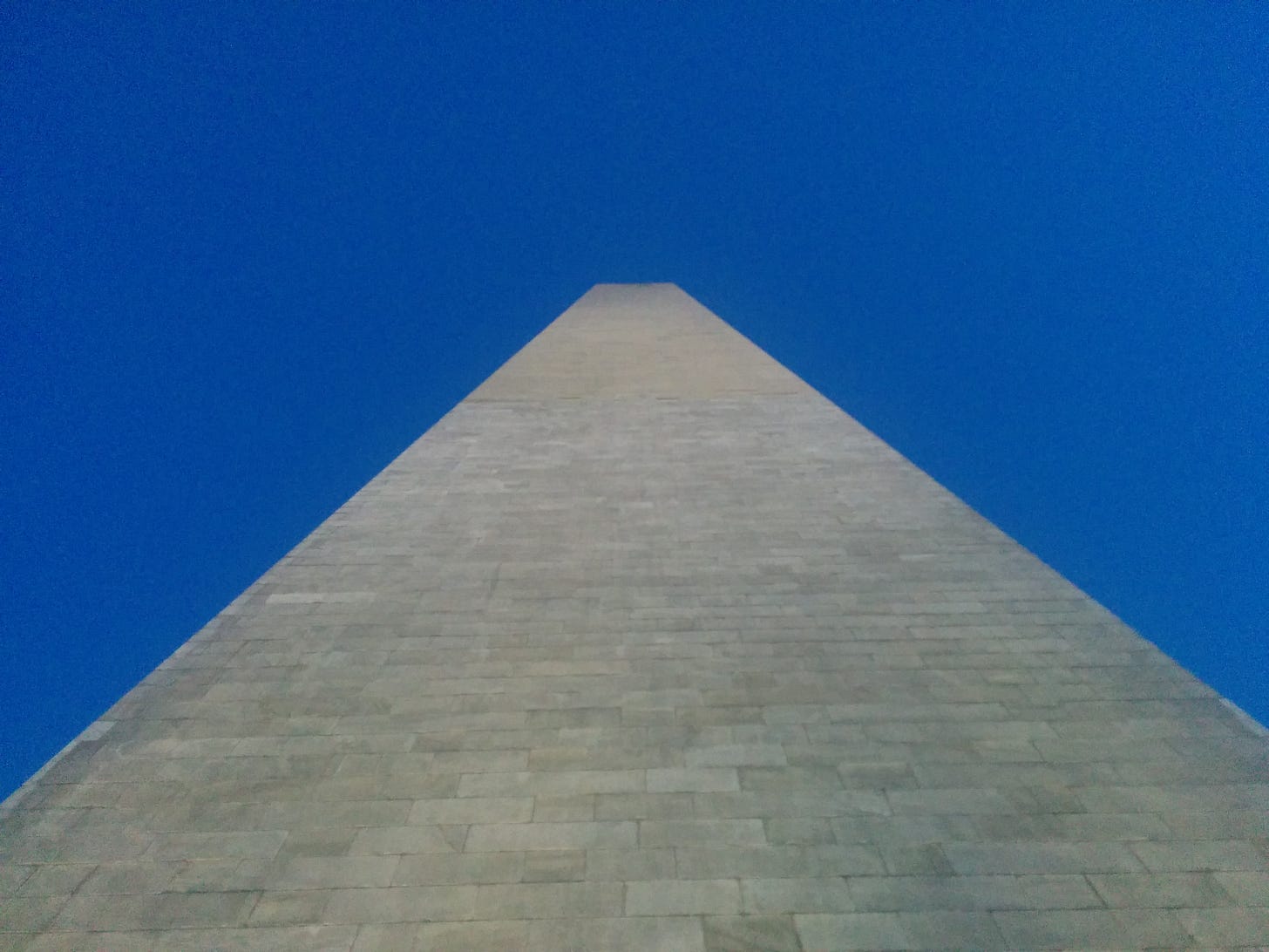 View from the base of the Washington Monument looking upward.