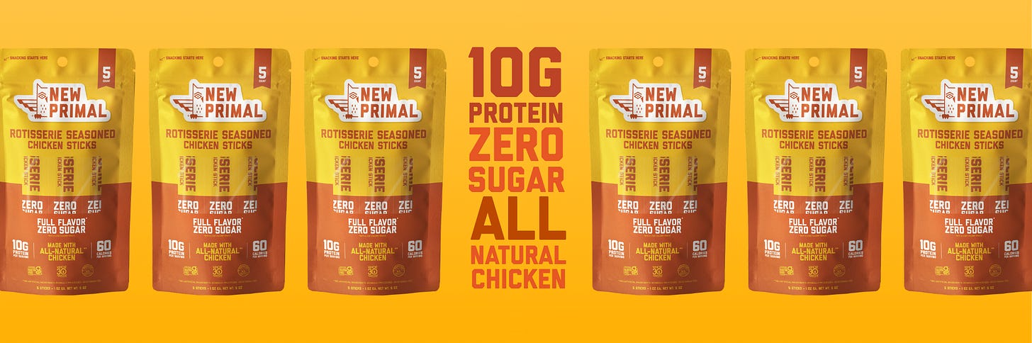Rotisserie Seasoned Chicken Sticks, All-Natural Chicken, Zero Sugar (5 – New  Primal