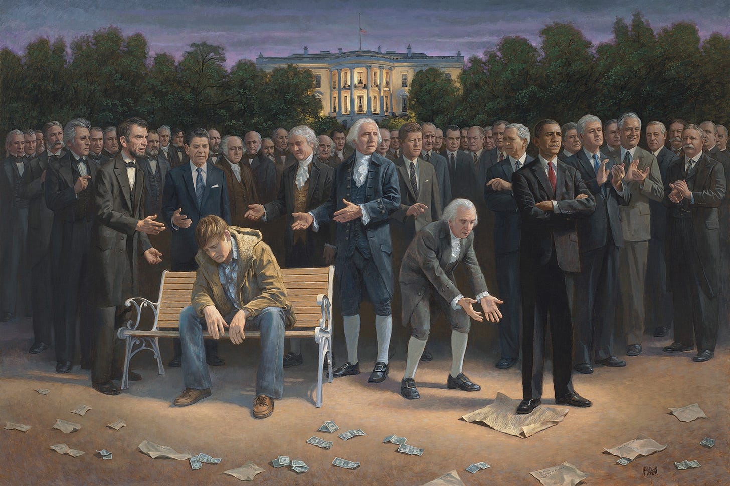 Jon McNaughtons painting “The Forgotten Man” recently purchased by Sean Hannity elicits a kind of triple take that has...