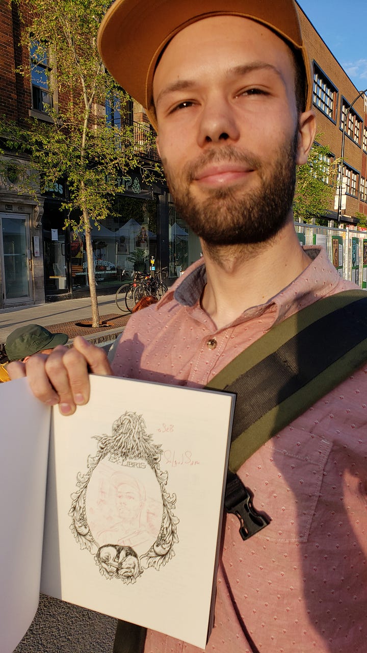 Shots of folks holding their copies of Dream Life, and the portraits I did of them in each